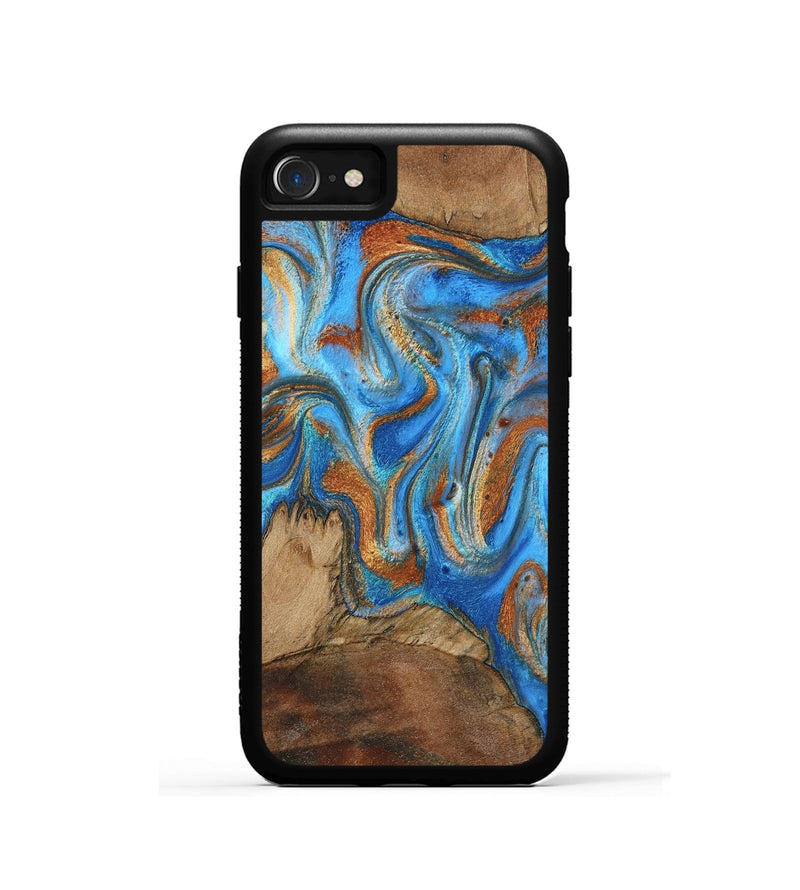iPhone SE Wood Phone Case - Jayde (Teal & Gold, 801313)