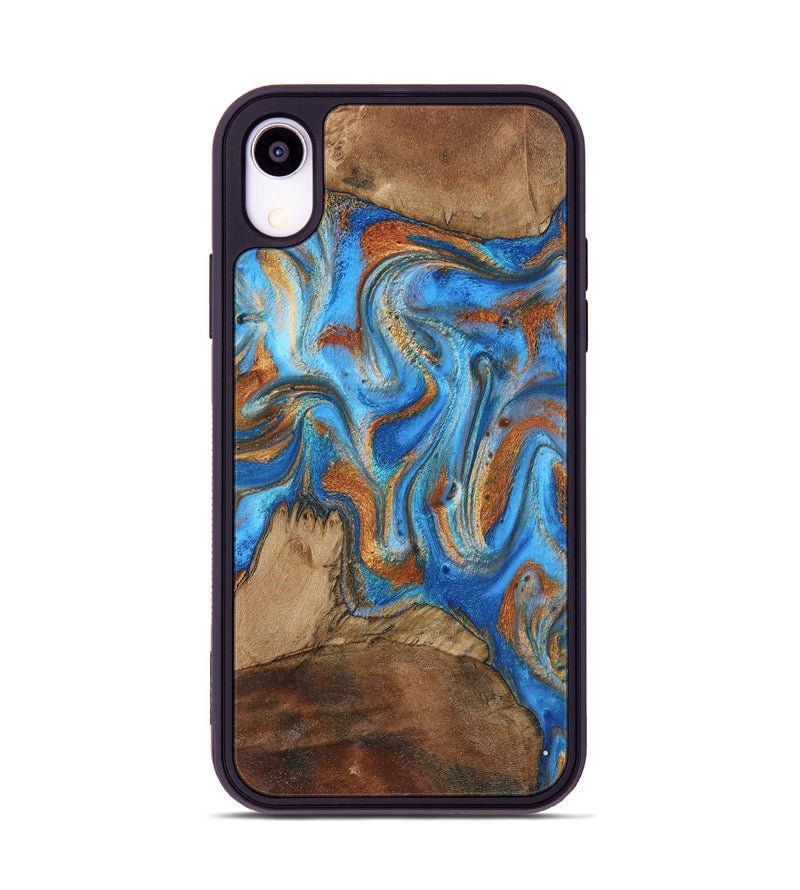 iPhone Xr Wood Phone Case - Jayde (Teal & Gold, 801313)
