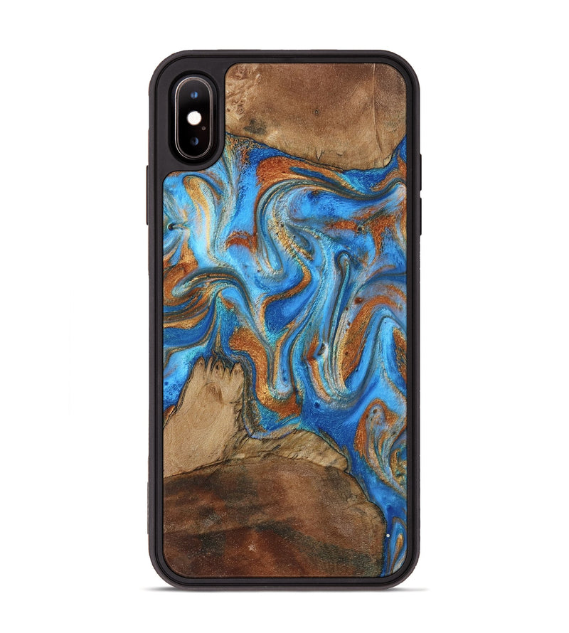 iPhone Xs Max Wood Phone Case - Jayde (Teal & Gold, 801313)