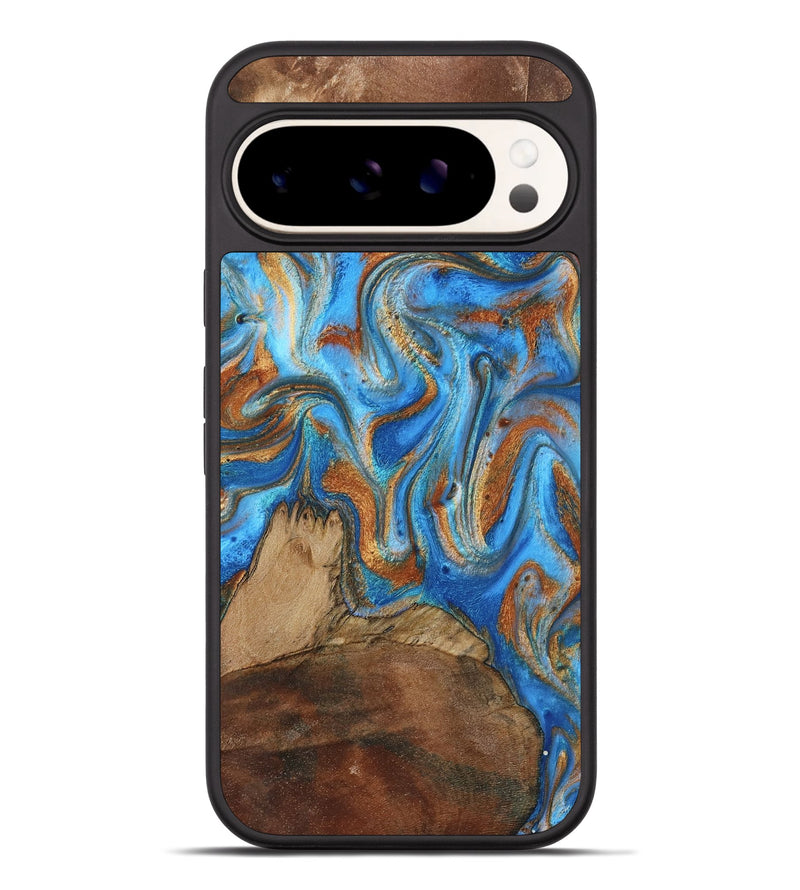 Pixel 9 Pro XL Wood Phone Case - Jayde (Teal & Gold, 801313)