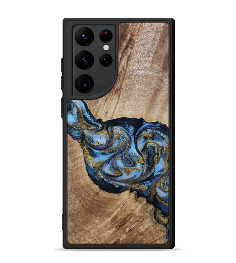 Galaxy S22 Ultra Wood Phone Case - Alene (Teal & Gold, 801314)