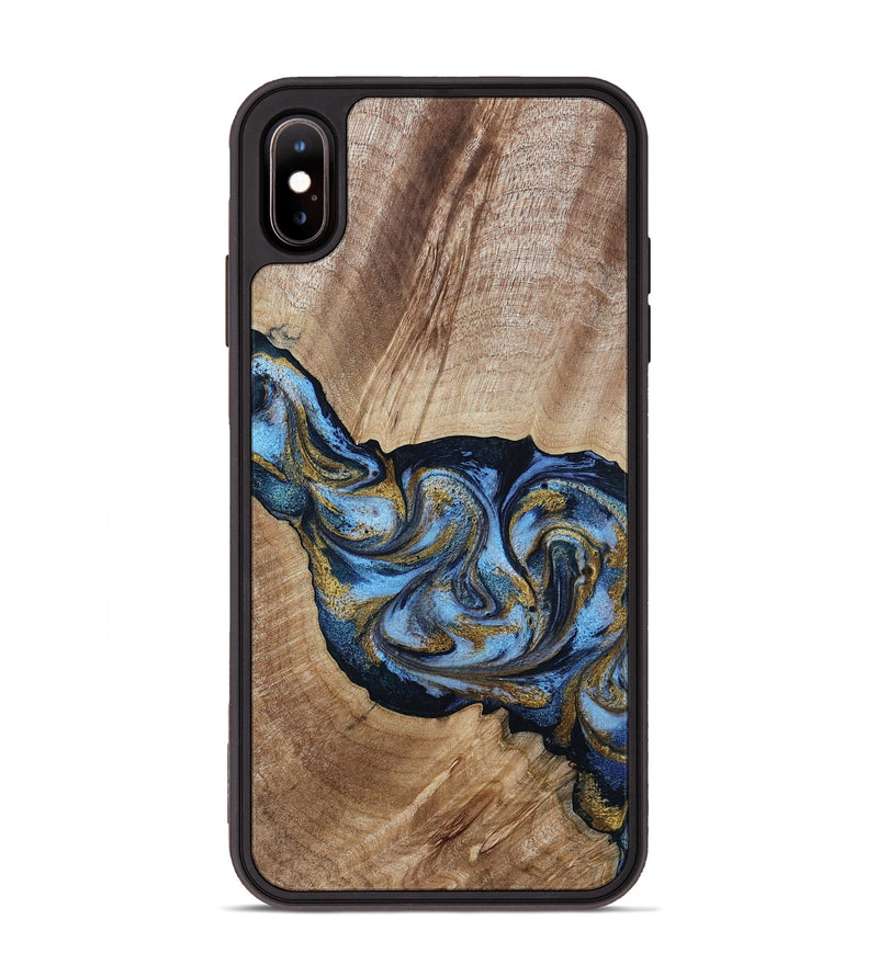 iPhone Xs Max Wood Phone Case - Alene (Teal & Gold, 801314)