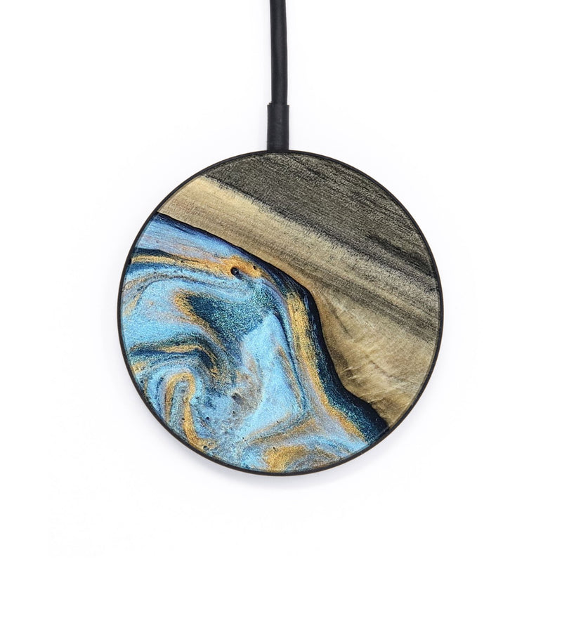 Circle Wood Wireless Charger - Leia (Teal & Gold, 801317)