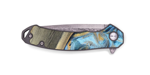 EDC Wood Pocket Knife - Leia (Teal & Gold, 801317)