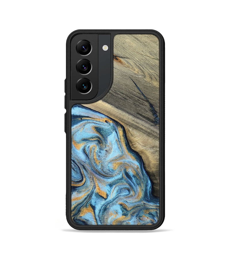 Galaxy S22 Wood Phone Case - Leia (Teal & Gold, 801317)