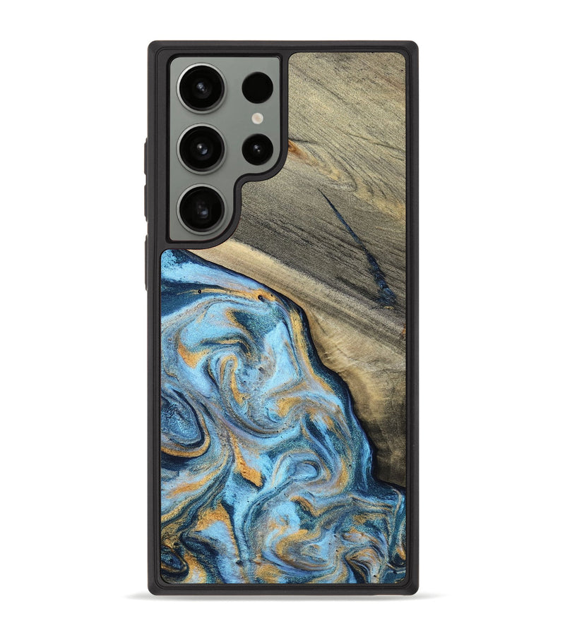 Galaxy S23 Ultra Wood Phone Case - Leia (Teal & Gold, 801317)