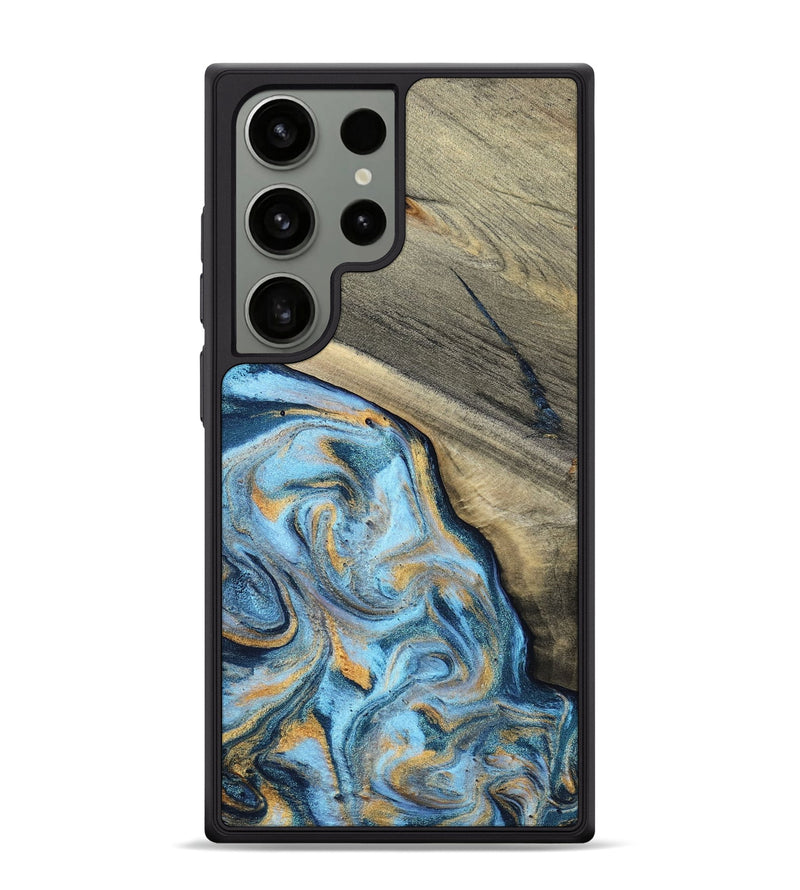 Galaxy S24 Ultra Wood Phone Case - Leia (Teal & Gold, 801317)