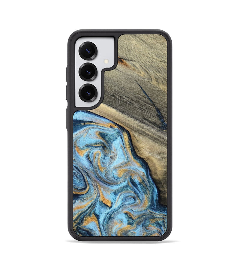 Galaxy S25 Wood Phone Case - Leia (Teal & Gold, 801317)