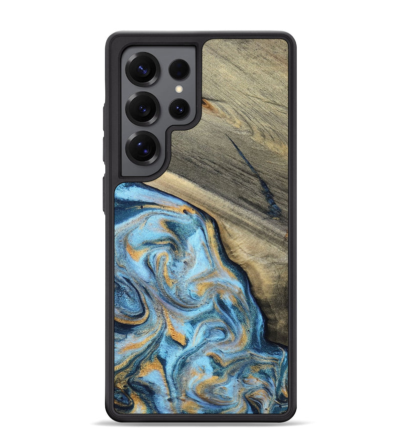 Galaxy S25 Ultra Wood Phone Case - Leia (Teal & Gold, 801317)