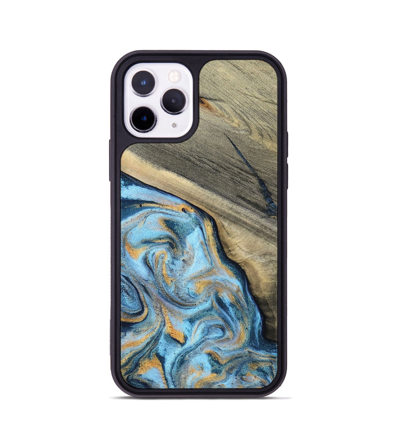 iPhone 11 Pro Wood Phone Case - Leia (Teal & Gold, 801317)
