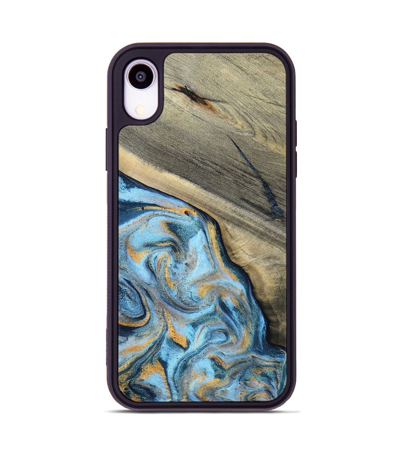iPhone Xr Wood Phone Case - Leia (Teal & Gold, 801317)