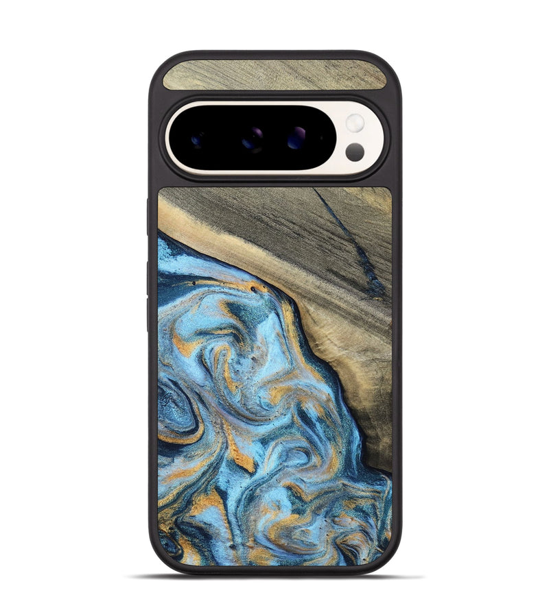 Pixel 9 Pro Wood Phone Case - Leia (Teal & Gold, 801317)