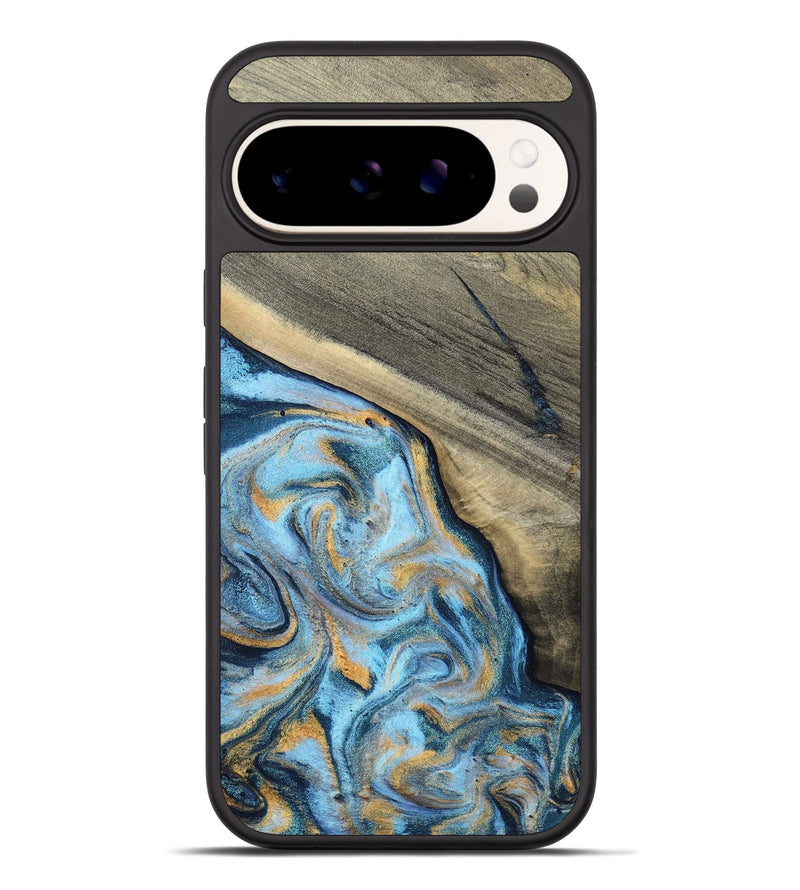 Pixel 9 Pro XL Wood Phone Case - Leia (Teal & Gold, 801317)