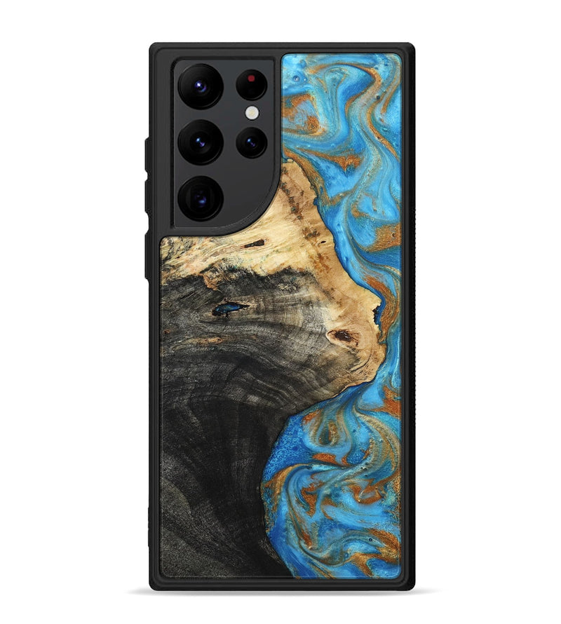 Galaxy S22 Ultra Wood Phone Case - Alvie (Teal & Gold, 801318)