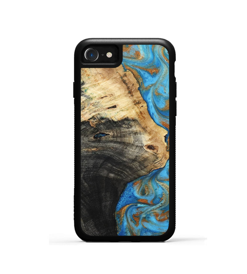 iPhone SE Wood Phone Case - Alvie (Teal & Gold, 801318)