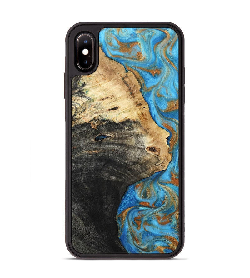 iPhone Xs Max Wood Phone Case - Alvie (Teal & Gold, 801318)