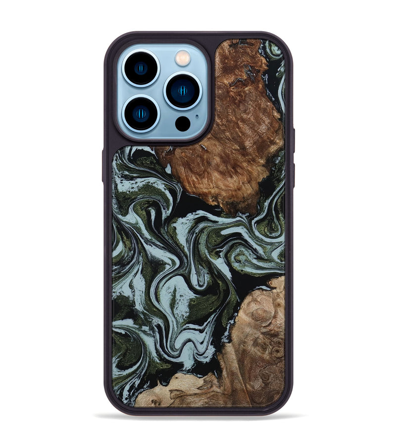 iPhone 14 Pro Max Wood Phone Case - Jed (Green, 801345)