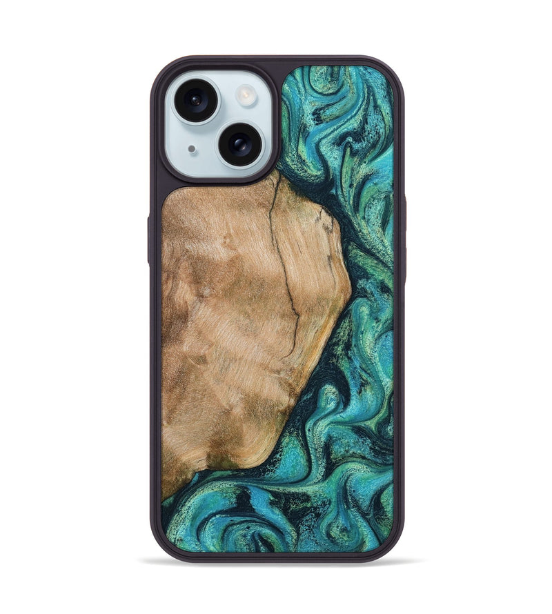 iPhone 15 Wood Phone Case - Tea (Green, 801346)