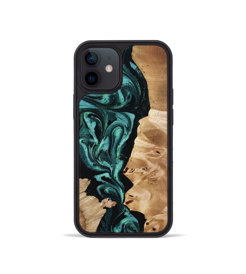 iPhone 12 mini Wood Phone Case - Elisha (Green, 801347)