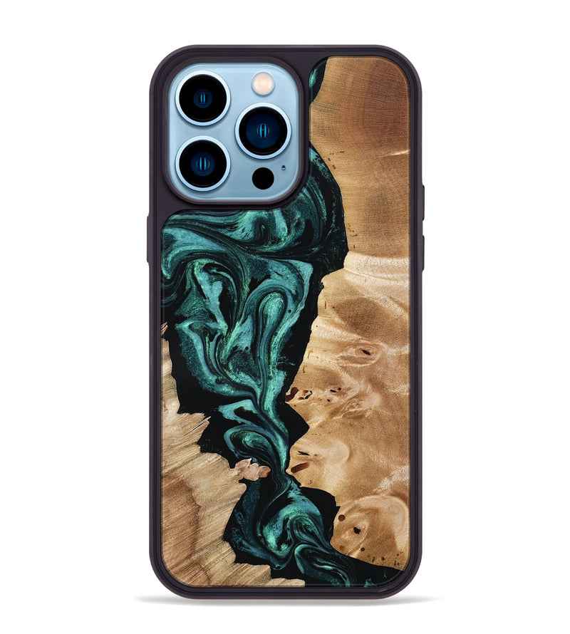 iPhone 14 Pro Max Wood Phone Case - Elisha (Green, 801347)
