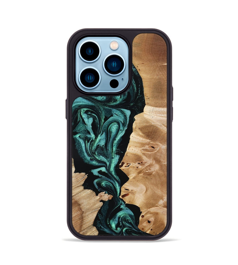 iPhone 14 Pro Wood Phone Case - Elisha (Green, 801347)