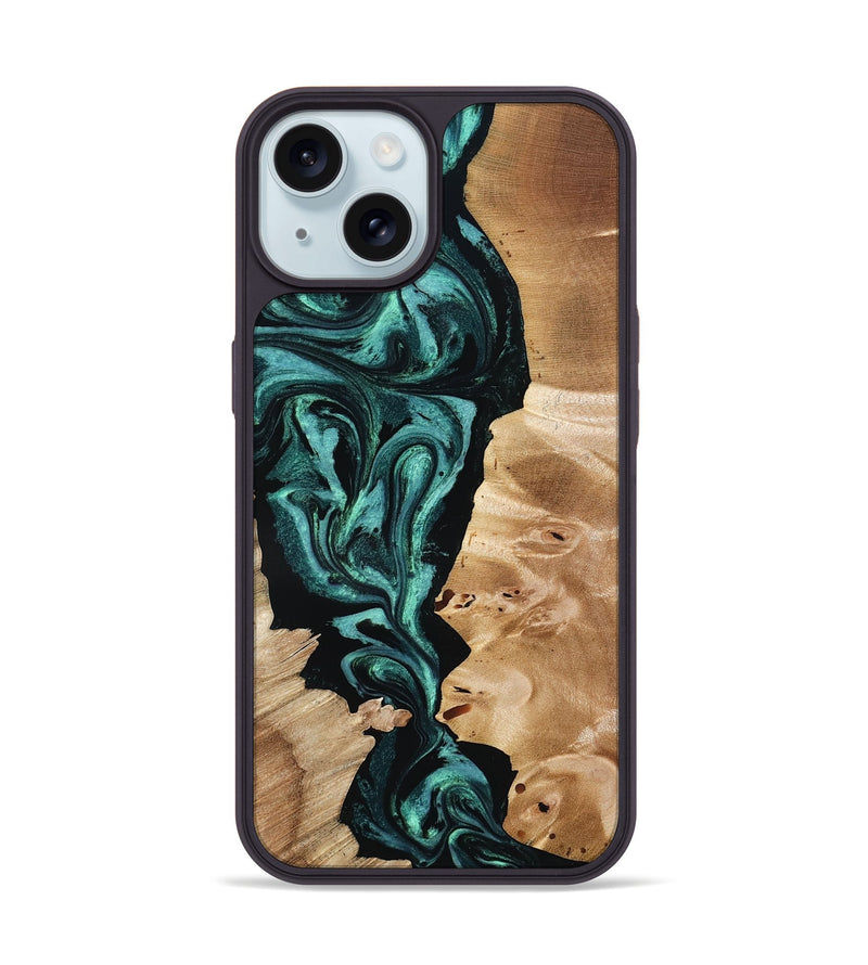 iPhone 15 Wood Phone Case - Elisha (Green, 801347)