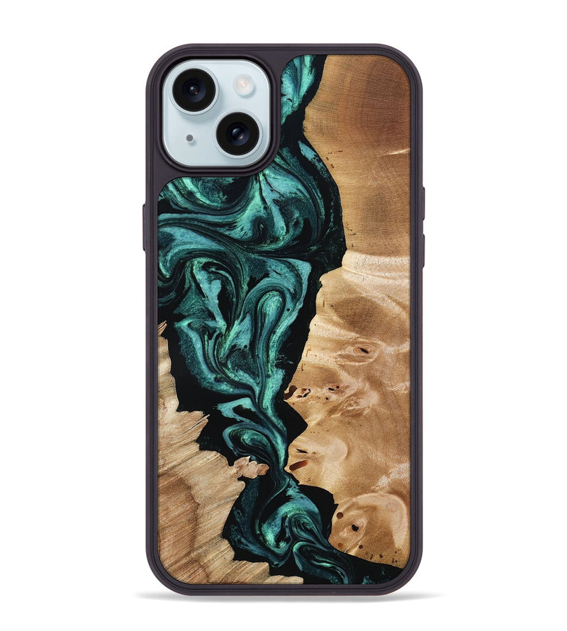 iPhone 15 Plus Wood Phone Case - Elisha (Green, 801347)