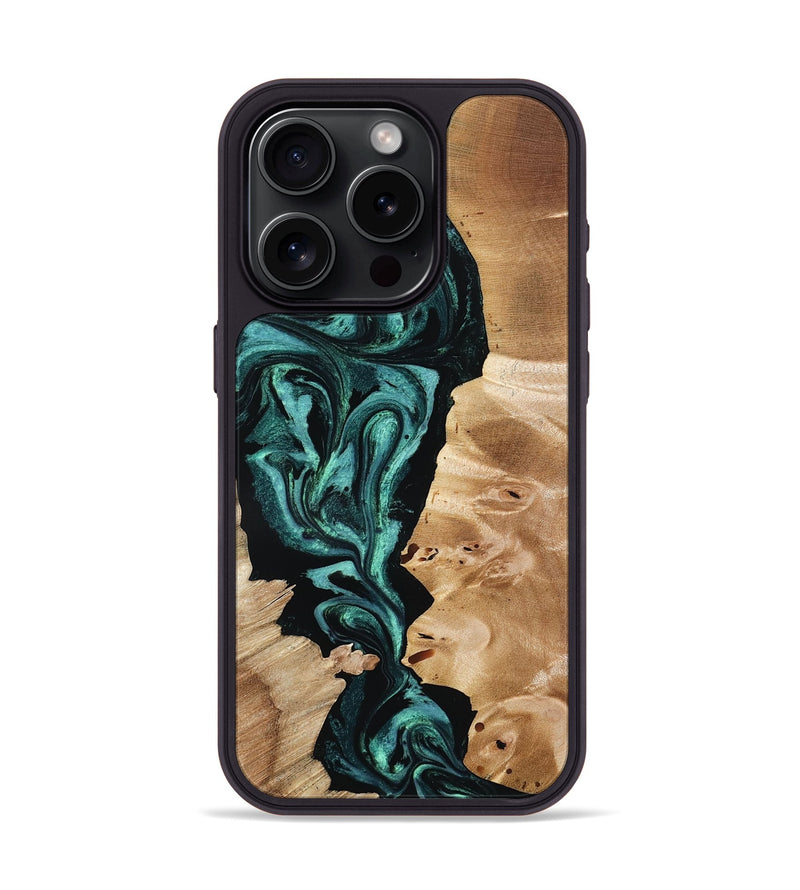 iPhone 15 Pro Wood Phone Case - Elisha (Green, 801347)