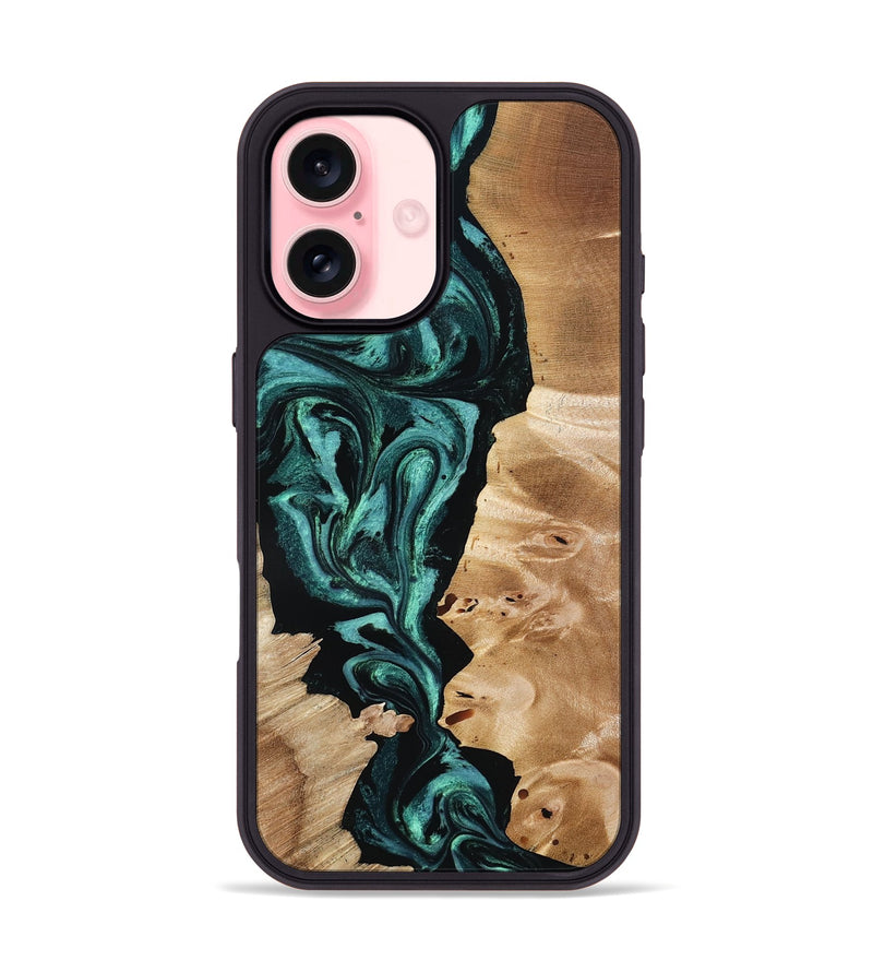 iPhone 16 Wood Phone Case - Elisha (Green, 801347)