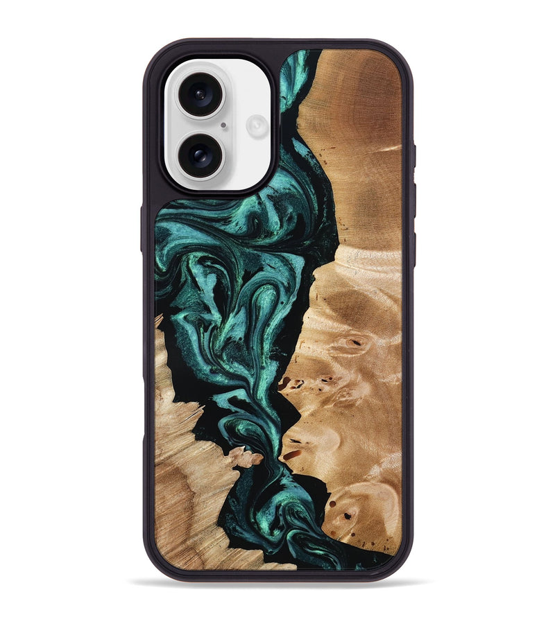 iPhone 16 Plus Wood Phone Case - Elisha (Green, 801347)