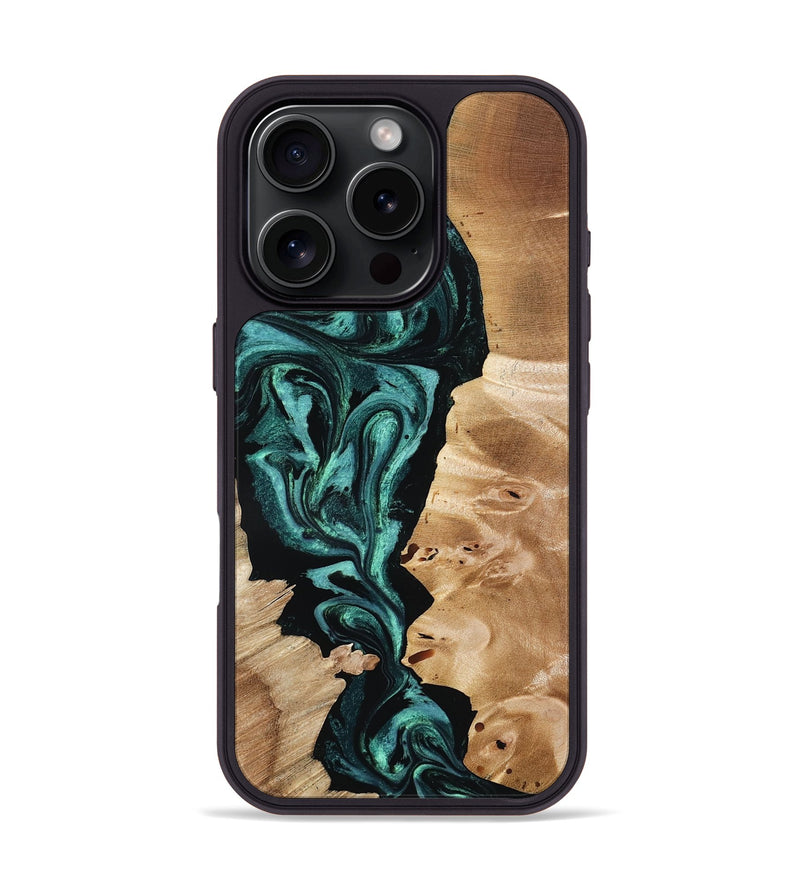 iPhone 16 Pro Wood Phone Case - Elisha (Green, 801347)