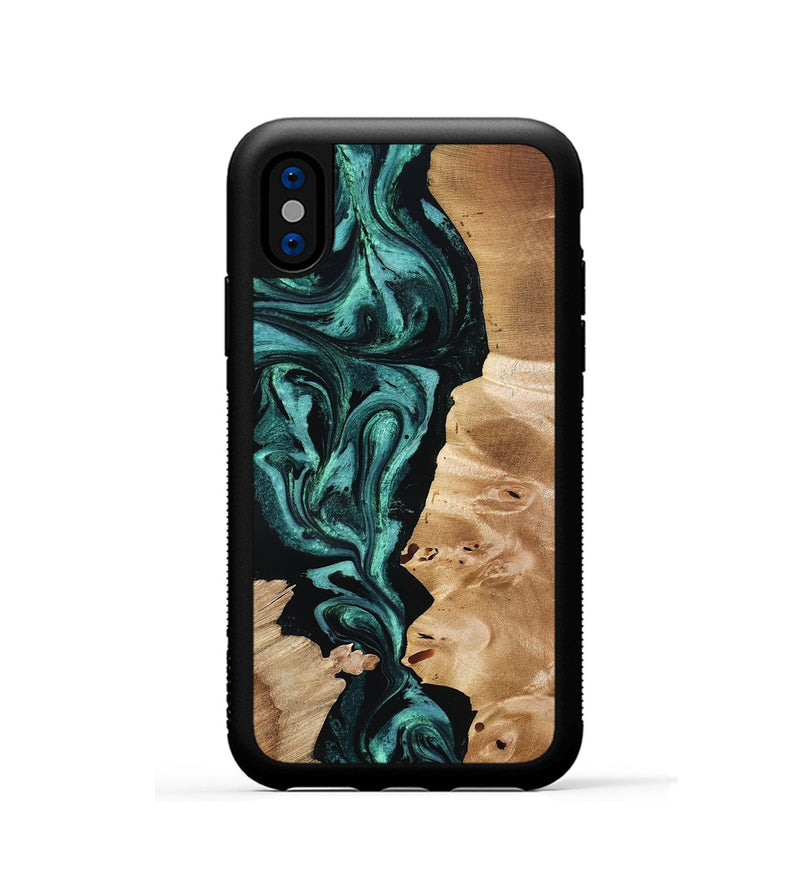 iPhone Xs Wood Phone Case - Elisha (Green, 801347)