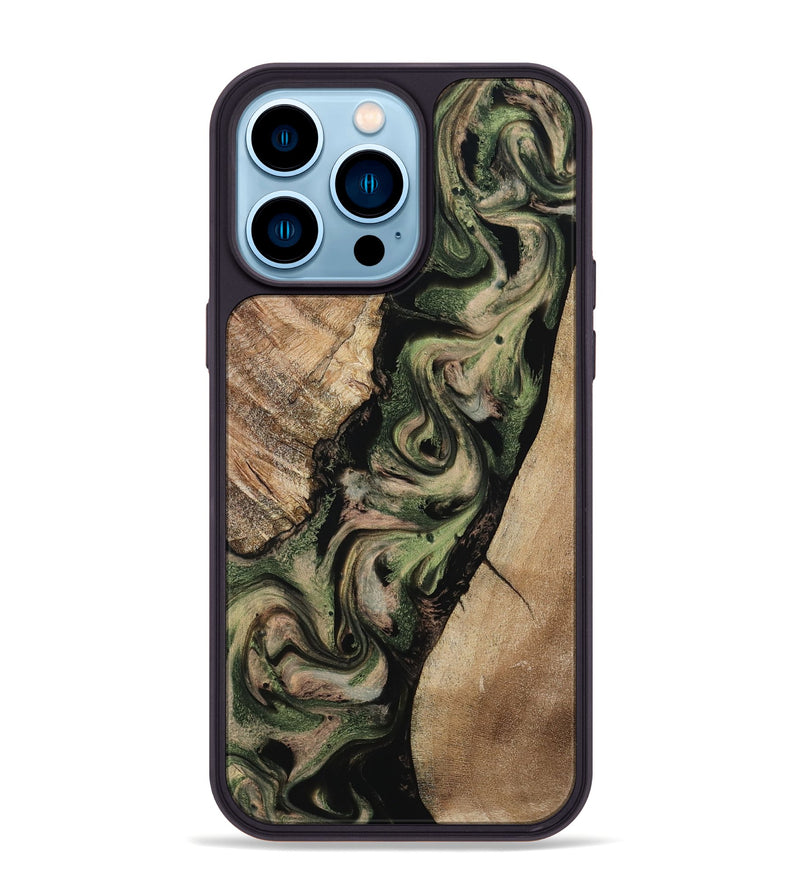 iPhone 14 Pro Max Wood Phone Case - Uriah (Green, 801348)
