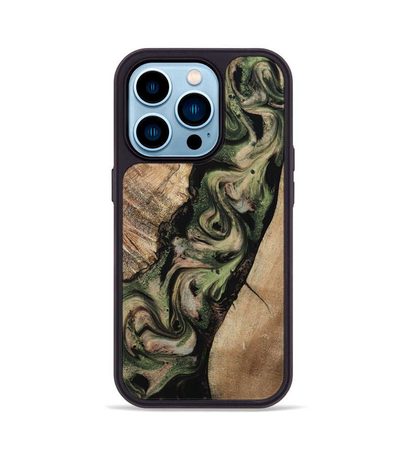 iPhone 14 Pro Wood Phone Case - Uriah (Green, 801348)