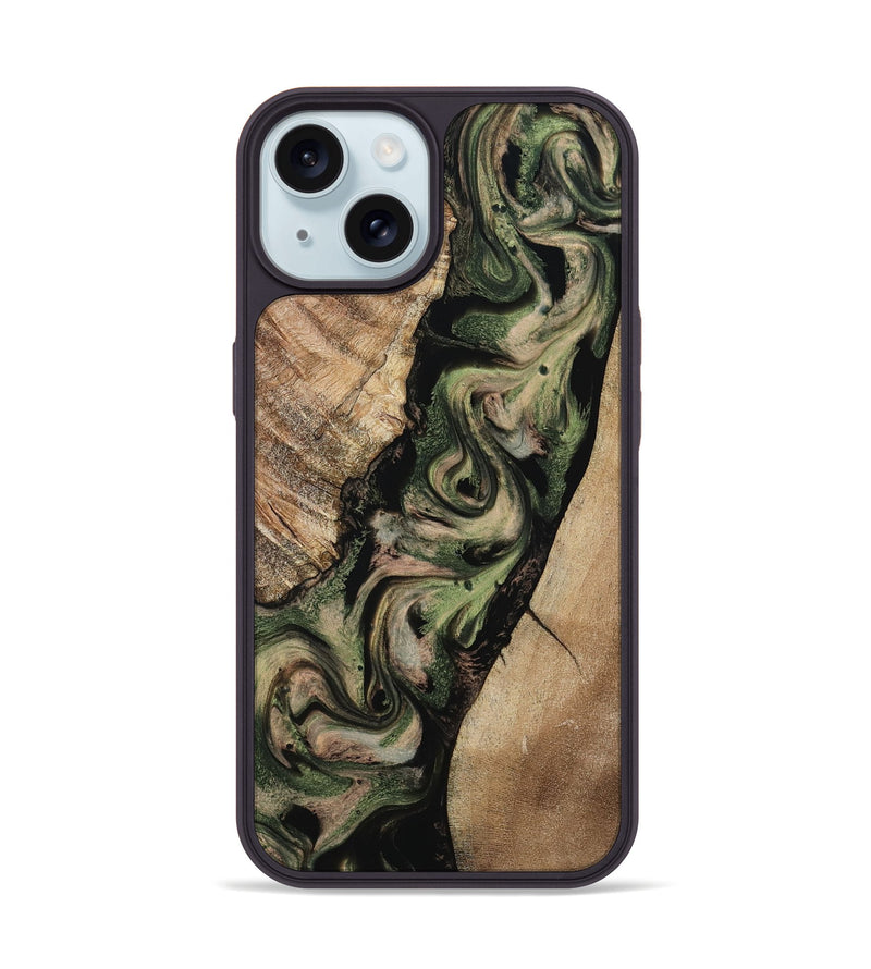 iPhone 15 Wood Phone Case - Uriah (Green, 801348)