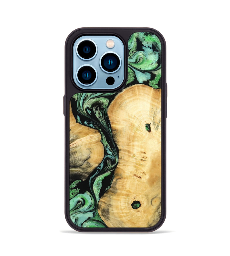 iPhone 14 Pro Wood Phone Case - Keith (Green, 801350)