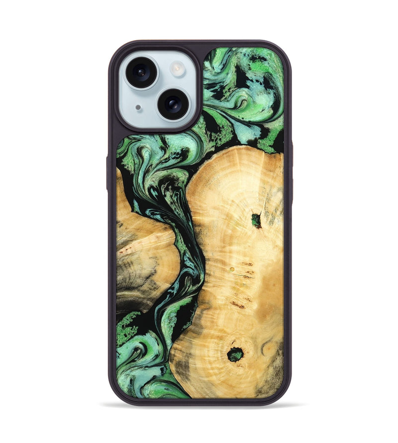 iPhone 15 Wood Phone Case - Keith (Green, 801350)