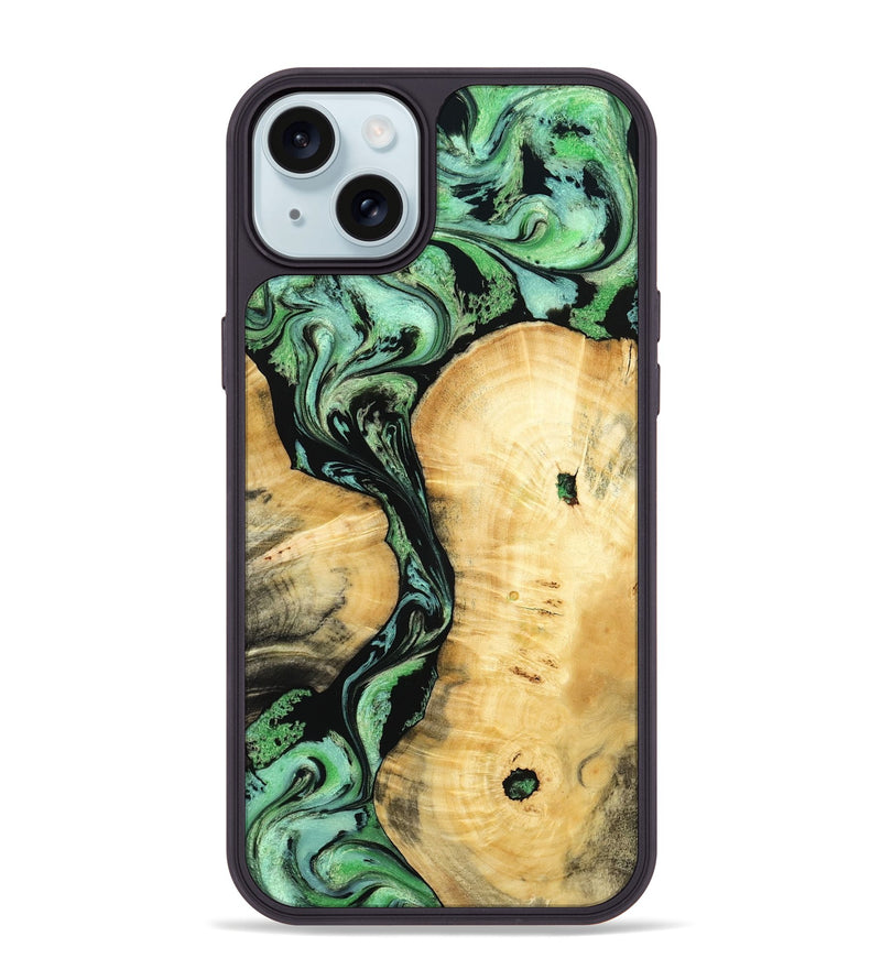 iPhone 15 Plus Wood Phone Case - Keith (Green, 801350)