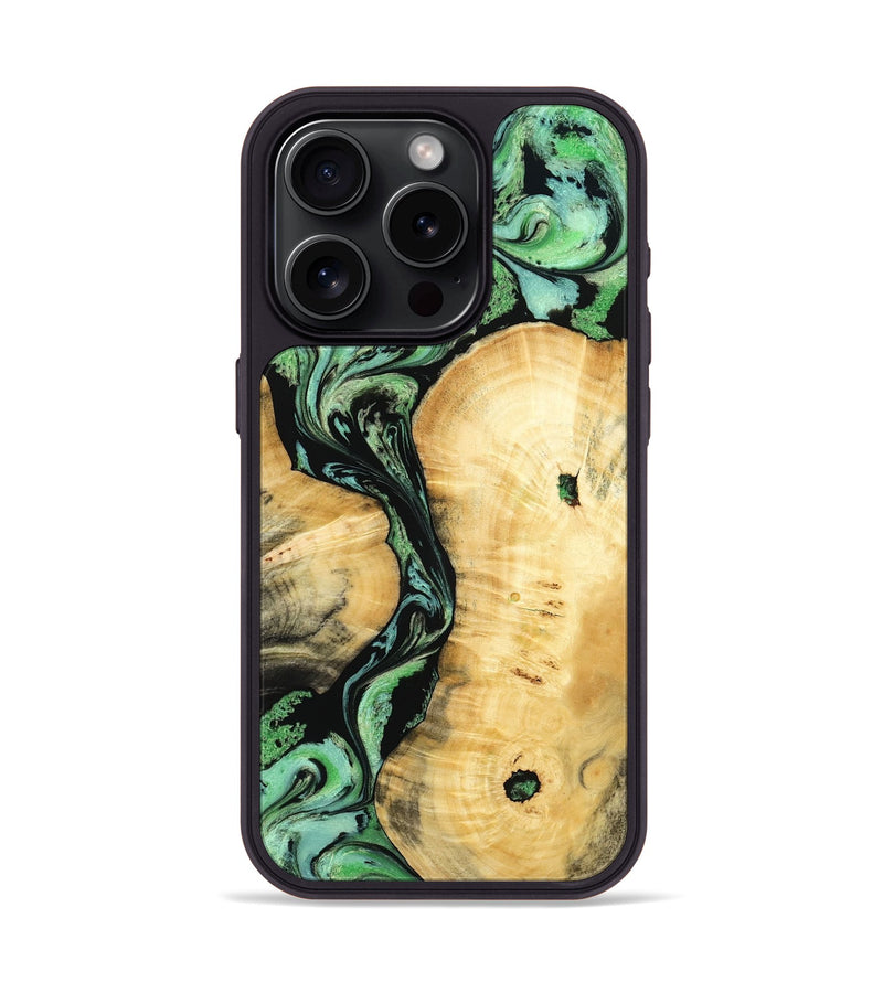 iPhone 15 Pro Wood Phone Case - Keith (Green, 801350)