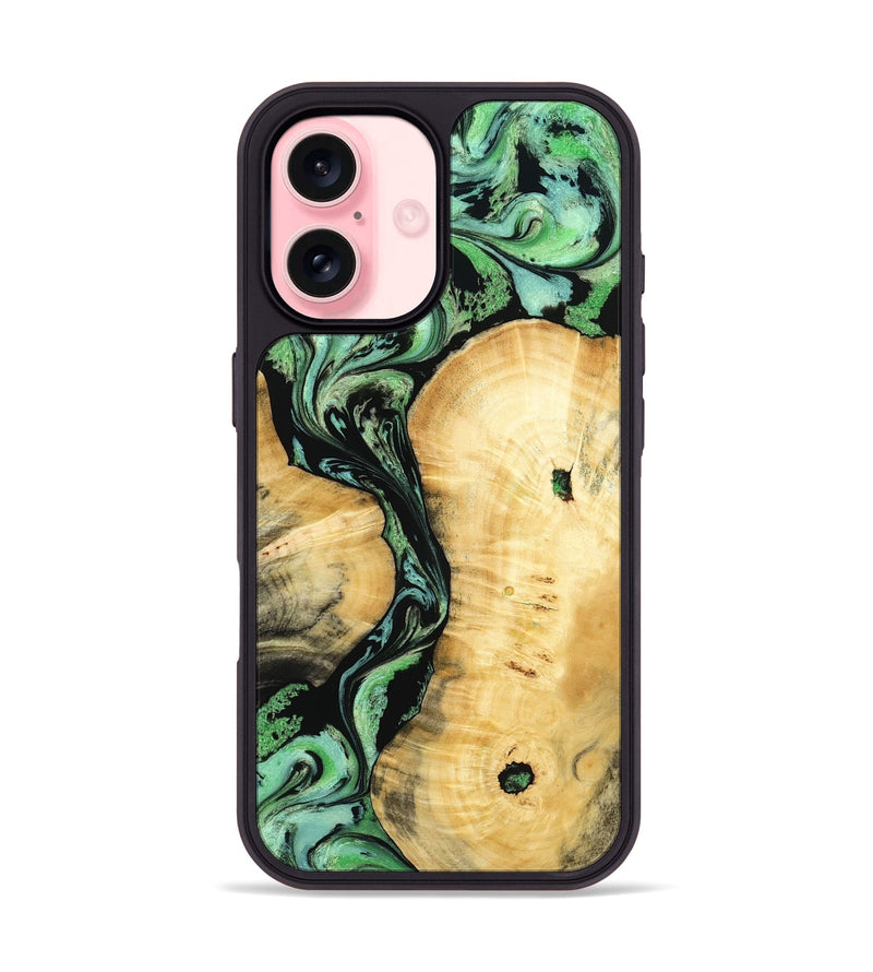 iPhone 16 Wood Phone Case - Keith (Green, 801350)