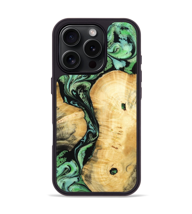 iPhone 16 Pro Wood Phone Case - Keith (Green, 801350)