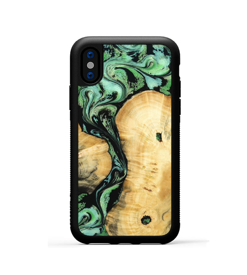 iPhone Xs Wood Phone Case - Keith (Green, 801350)