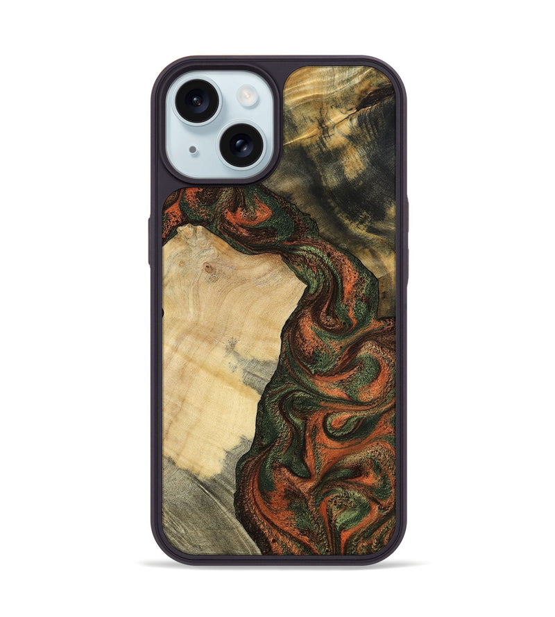 iPhone 15 Wood Phone Case - Matilda (Green, 801351)