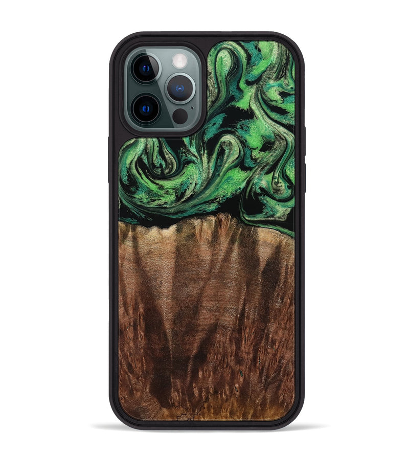 iPhone 12 Pro Max Wood Phone Case - Genesis (Green, 801353)