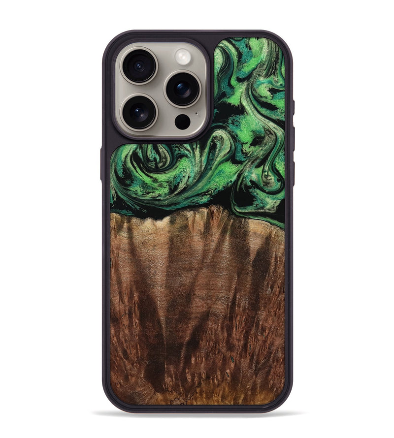 iPhone 15 Pro Max Wood Phone Case - Genesis (Green, 801353)