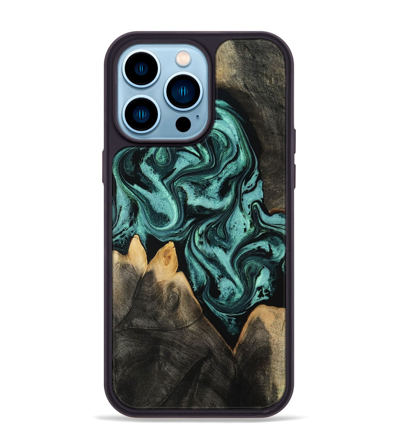 iPhone 14 Pro Max Wood Phone Case - Karin (Green, 801354)