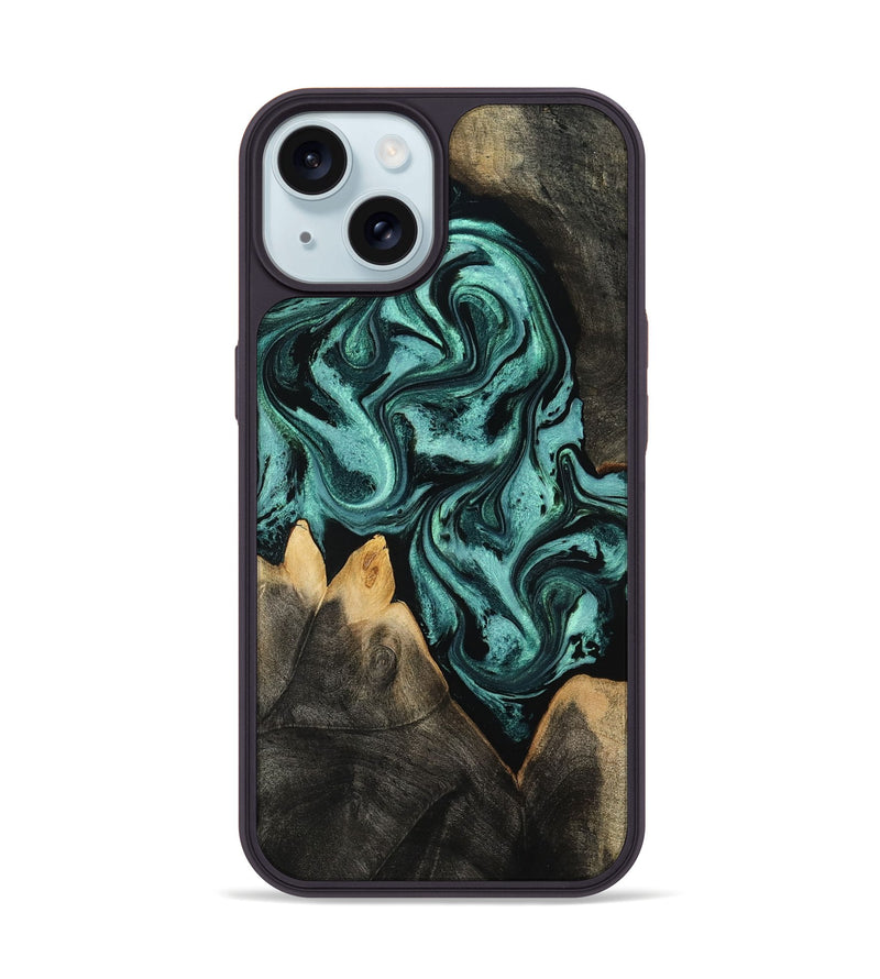 iPhone 15 Wood Phone Case - Karin (Green, 801354)