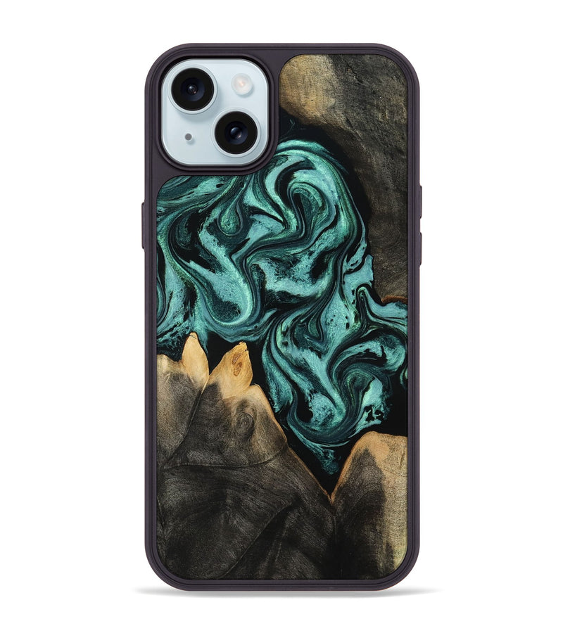 iPhone 15 Plus Wood Phone Case - Karin (Green, 801354)