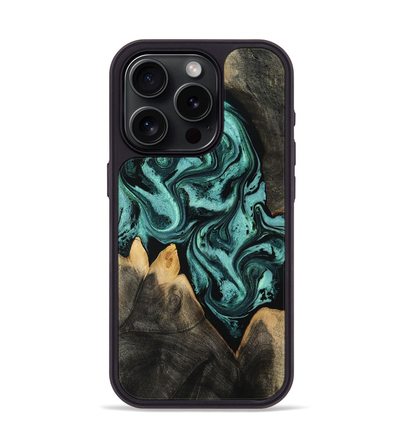 iPhone 15 Pro Wood Phone Case - Karin (Green, 801354)