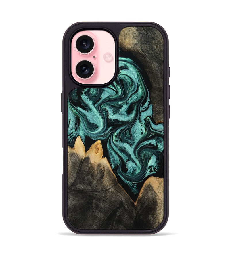 iPhone 16 Wood Phone Case - Karin (Green, 801354)